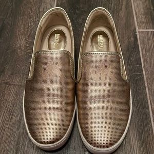 Michael Kors gold leather slip-ons size 8.5